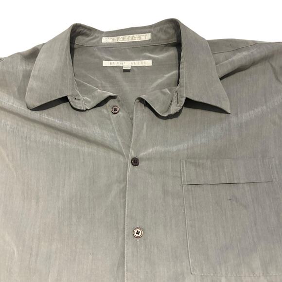 Perry Ellis Mens Shirt XL Gray Sateen Long Sleeve Pocket Button Down Preppy - Picture 3 of 8